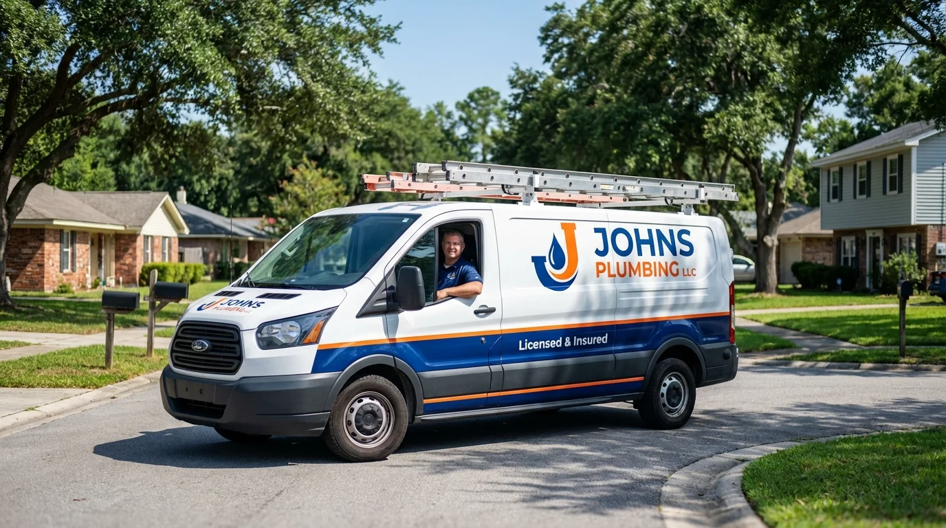 Johns Plumbing LLC service van in Nephi, UT