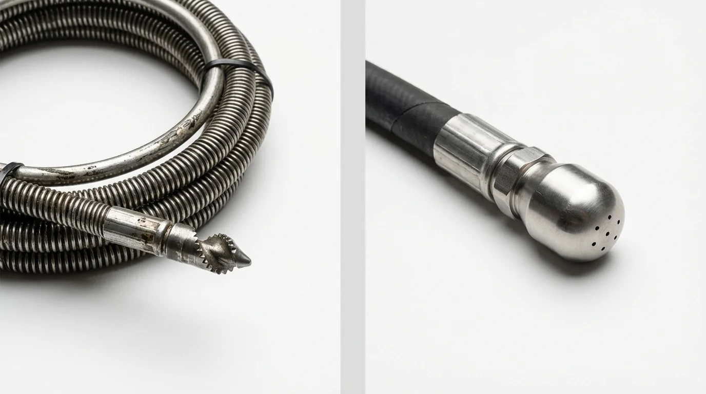 Drain snake cable and hydro jetting nozzle used for drain cleaning in Nephi, UT