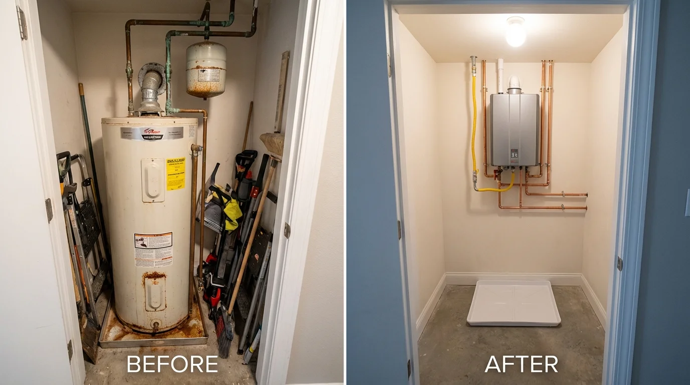 Tank water heater versus wall-mounted tankless unit comparison for Nephi, UT homeowners