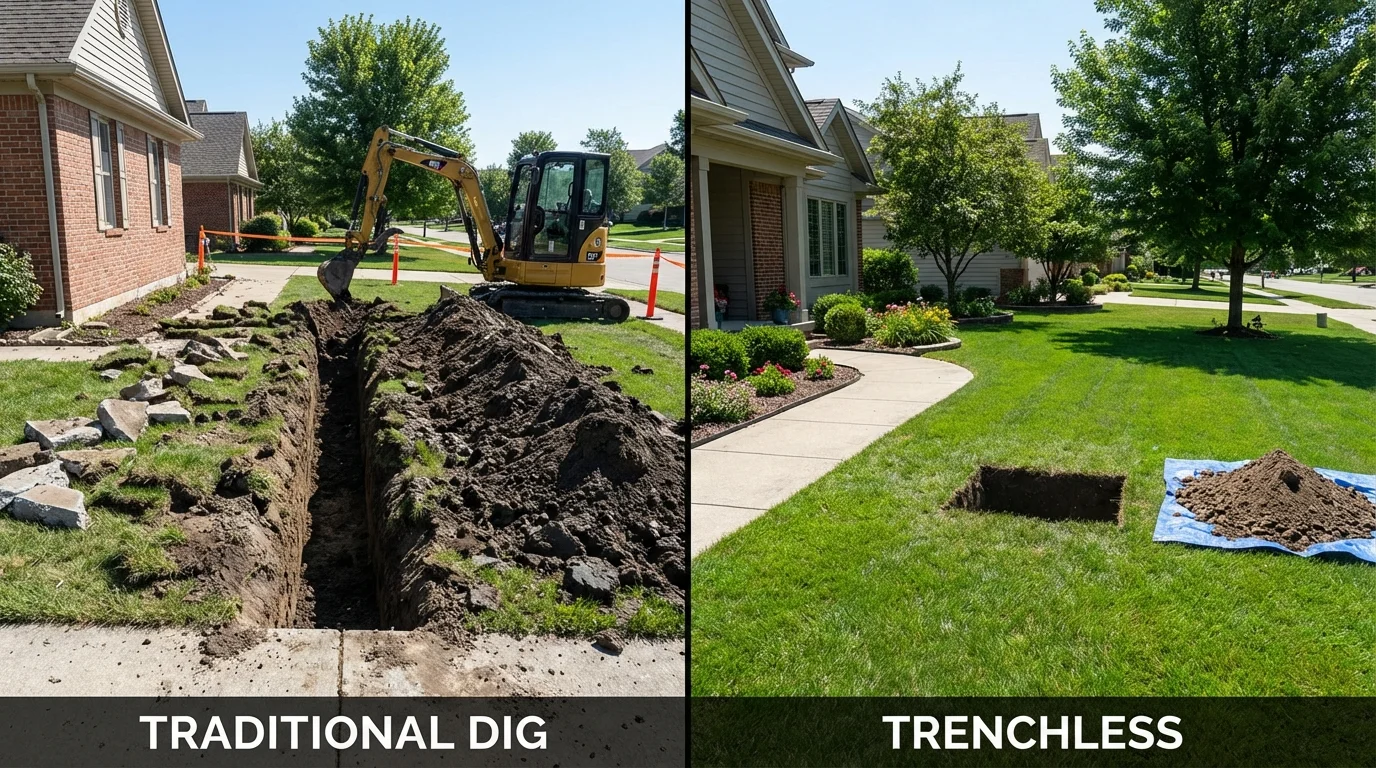 Trenchless sewer repair with minimal yard damage versus traditional excavation in Nephi, UT